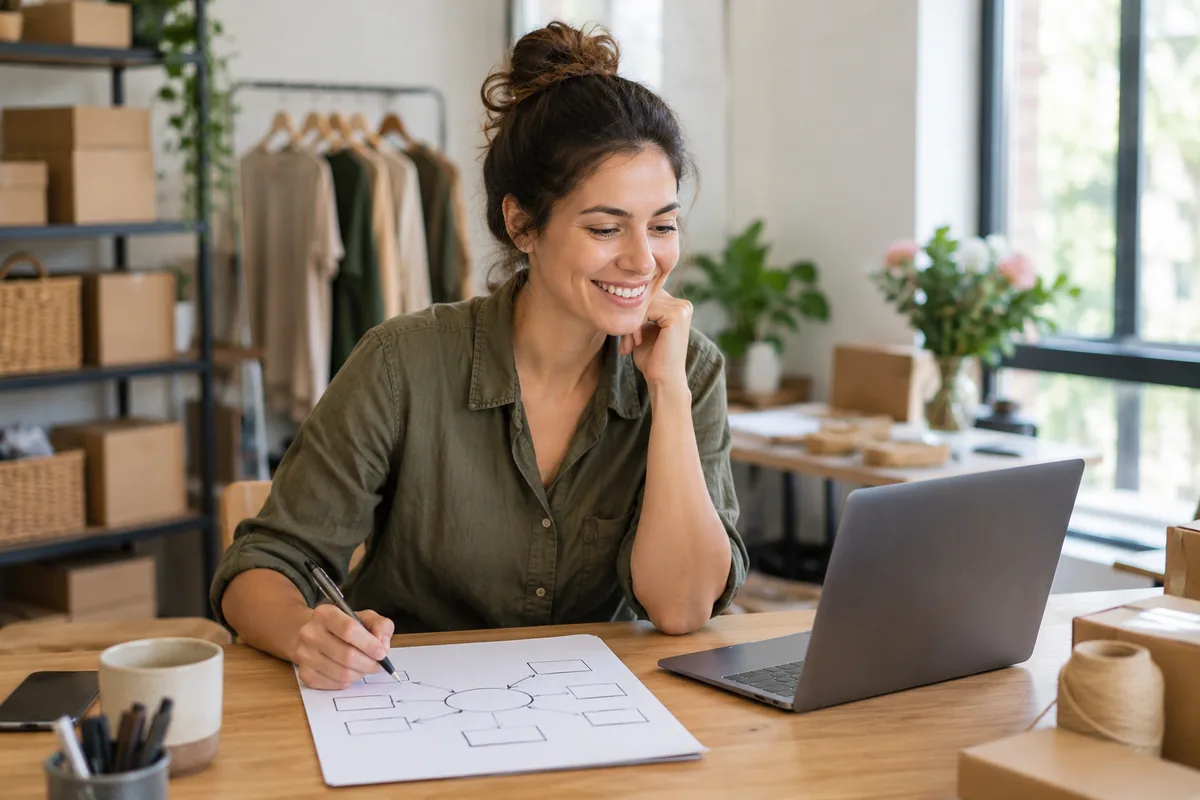 Business owner planning how to bring visitors to an offer